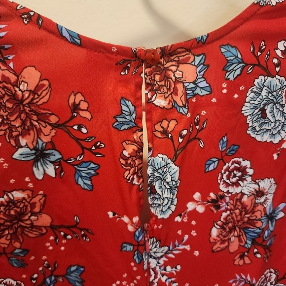Japna red floral Casual One Piece Tie Back  romper size s - Picture 2 of 14